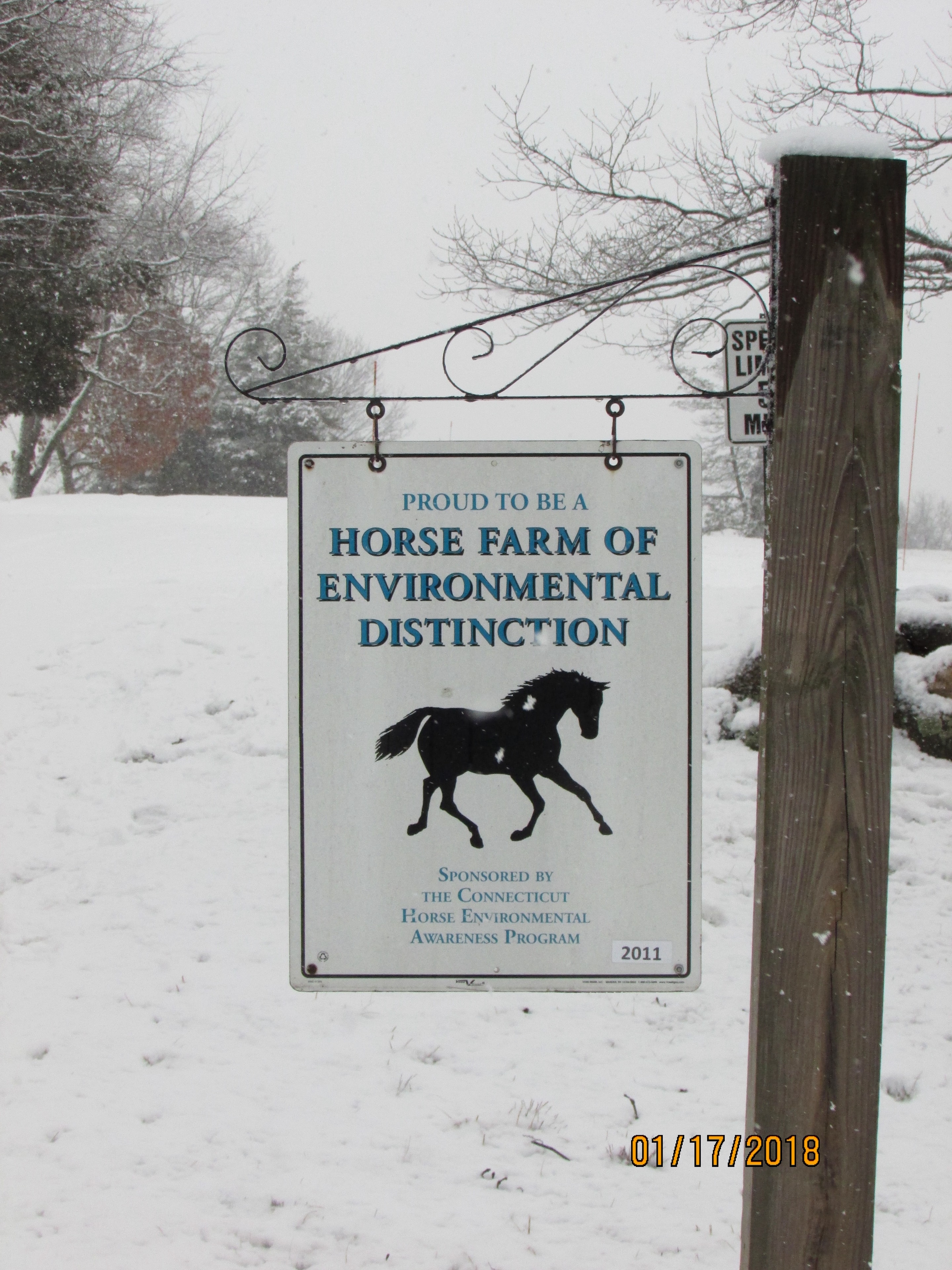 Horse Farm of Environmental Distinction sign at Sunny Brook Farm
